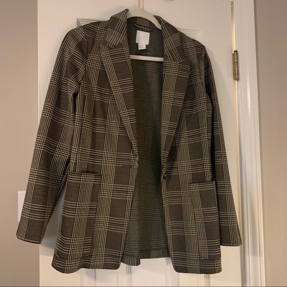 H&M Jackets & Coats Brown Tan Plaid Blazer Poshmark